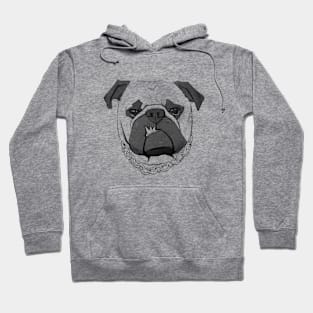 Cute Pug with Chain Necklace Drawing Hoodie